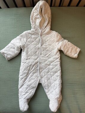 Little Me Gray Quilted Hooded Snowsuit